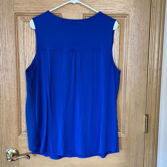 Chico’s Blue Knit Woven Split Front Tank Top Size XL - Picture 3 of 7